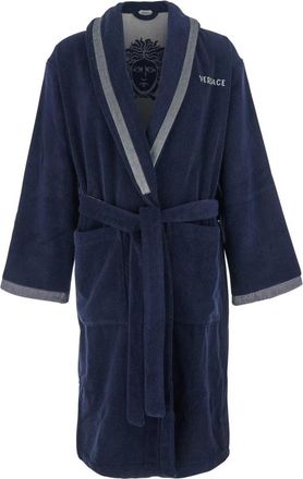 Versace Terry Medusa Jacquard Badjas - unisex - Badjassen - Blauw - M - Katoen - Nachtkleding