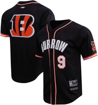Pro Standard Mens Pro Standard Joe Burrow Black Cincinnati Bengals Mesh Button-Up Baseball Jersey at Nordstrom, Size Xxx-Large