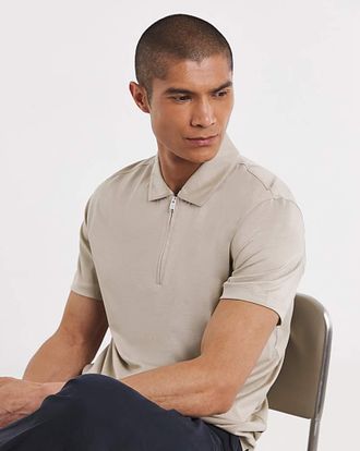 HUGO BOSS Paras Jersey Zip Neck Polo