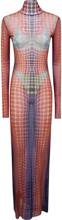 Jean Paul Gaultier The Brown Dots Long Dress - Dames - Maxi kleedjes - Veelkleurig - XS - Kleedjes