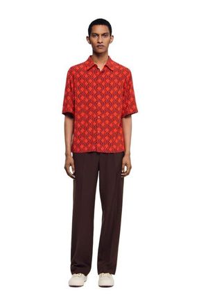 Sandro Loose-fit rope print shirt in Blood Orange at Nordstrom, Size Xx-Large