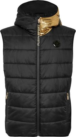 Plein Sport Vest Hoodie Laminated Scratch - Heren - Bodywarmers - Zwart - 3XL - Polyester - Fitness