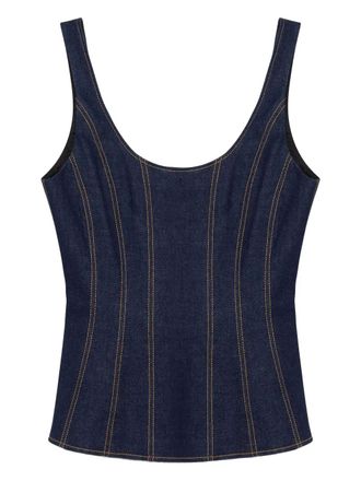 SIMKHAI Lachlan denim top - women - Cotton - 6 - Blue