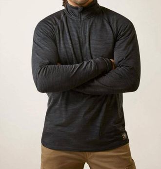 Ariat Mens Rebar Gridwork Zip Baselayer Shirt In Black
