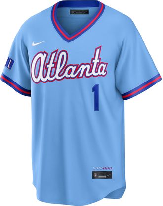 Nike Ozzie Albies Atlanta Braves City Connect Nike Mens MLB Stadium Jersey in Blue | RE260H0LAW9-694