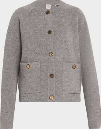 Toteme Cashmere-Wool Hammered Button Cardigan