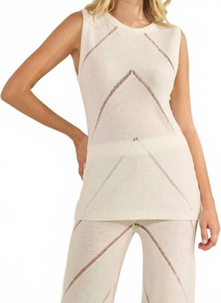Greylin Chevron Sleeveless Knit Top In White