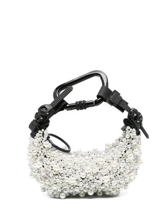 Innerraum pearl-embellished carabiner clutch bag - men - Cotton/Cotton/Polyurethane/Faux Pearl - One Size - White