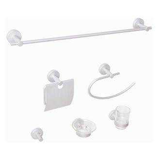 Beliani Beliani - Conjunto De 6 Accesorios De Ba&ntilde;o Moderno De Aluminio Mate Vaso Y Jabonera Incluidos Plateado Zaruma