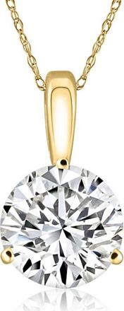 Pompeii3 4Ct Round Moissanite 3-Prong Martini Solitaire Pendant 14k Yellow Gold