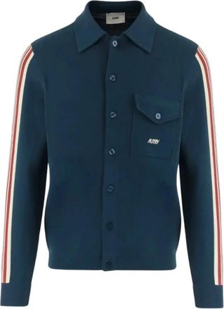 Autry Gebreid Viscose Shirtjack - Heren - Vesten - Blauw - XL - Nylon - Truien & Vesten