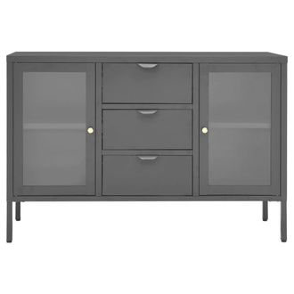 Berkfield Home Sideboard Anthracite 105x35x70 cm Steel & Tempered Glass in Charcoal | Size: 105 x 35 x 70 cm