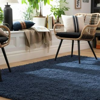 Kukoon Navy Blue Shaggy Rug Fluffy Bedroom Runner Soft Plush Pile Carpet | Size: 240 cm x 330 cm
