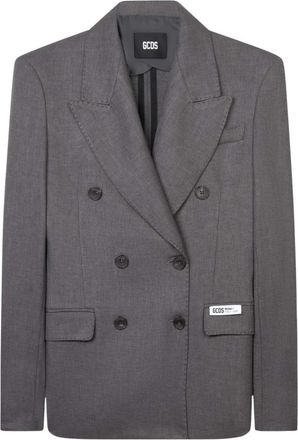 GCDS Preppy Blazer met Logo - Dames - Blazers - Grijs - M - Leer - Jassen