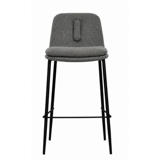 Mathi Design Taburete de bar de tela gris oscuro