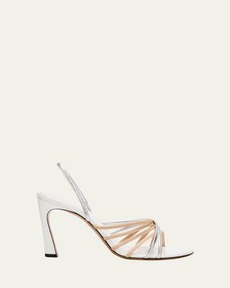 Marni Metallic Leather & Suede Strappy Slingback Sandals