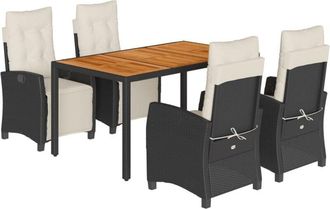 vidaXL Set De Muebles Jard&iacute;n 5 Pzas Con Cojines Rat&aacute;n Sint&eacute;tico Negro Vidaxl