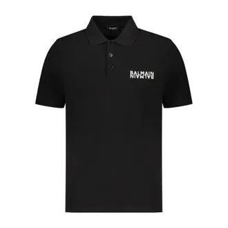 Balmain Polo Shirts, male, Black, Size: 2XL Short-sleeve Polo Shirt