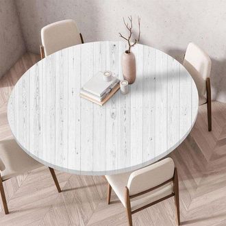 OEM Mantel Redondo Con Borde El&aacute;stico, Plegado, Impreso En 3d, Lavable, Ideal Para Cocinas, Comedores Y Mesas De Picnic, 60 Cm, Blanco
