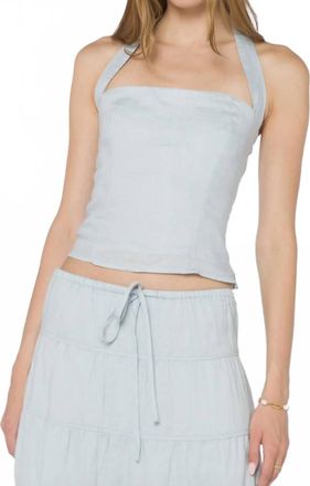 Velvet Heart Reiko Square Neck Linen Halter Top In Blue