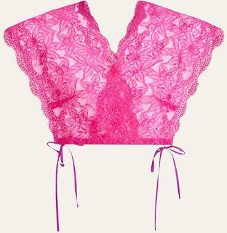 Dries Van Noten Cico Floral Lace Drawstring Crop Top