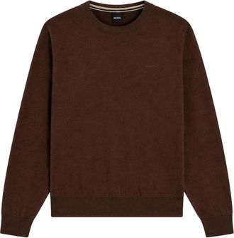 HUGO BOSS Upacas-L Ronde Hals Trui - Heren - Ronde hals truien - Bruin - XL - Katoen - Truien & Vesten