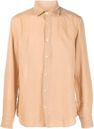 Peuterey plain linen shirt - men - Linen/Flax - S - Neutrals