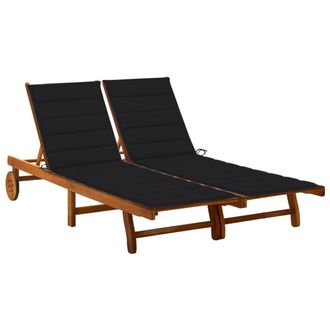 vidaXL Vidaxl - Tumbona De Jard&iacute;n 2 Personas Y Cojines Madera Maciza De Acacia