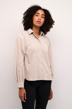 Kaffe KAhermine Velvet Voluminous Sleeve Shirt in Feather Gray C. at Nordstrom, Size 12