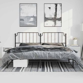 Berkfield Home Metal Bed Frame with Headboard Black 193x203 cm
