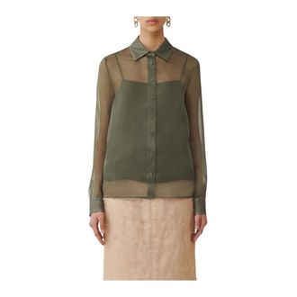 Fabiana Filippi Shirts, female, Green, Size: M Sheer Button-Up Shirt, Long Sleeves
