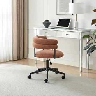 Furniturebox Estelle Terracotta Orange Fabric Swivel Office Chair