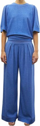 Molli Tournesol Pleat Sleeve Top In Royal Blue Denim