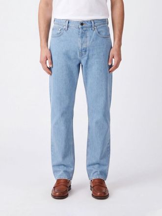 Stone Island Jeans straight fit in denim di cotone con patch logo Compass