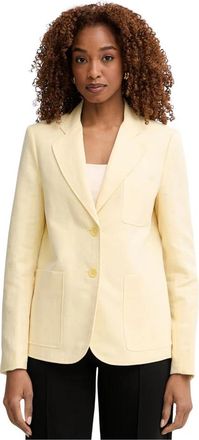 Michael Kors Linnen en Katoen Patch Pocket Blazer - Dames - Blazers - Geel - S - Katoen - Jassen