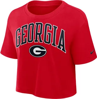 Nike Georgia Athletic Prep Arch Nike Womens Dri-FIT College Cropped T-Shirt in Red | 01D465NNGB-X0L