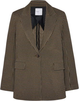 Rosetta Getty houndstooth-pattern peak-lapels blazer - women - Viscose/Polyamide/Elastane - S - Green
