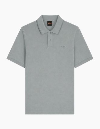 HUGO BOSS Mens Boss Phoenix Micro Honeycomb Piqu&eacute; Polo - Grey - Size: 42