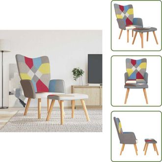 vidaXL The Living Store Poltrona Relax con Poggiapiedi in Tessuto Patchwork - Poggiapiedi