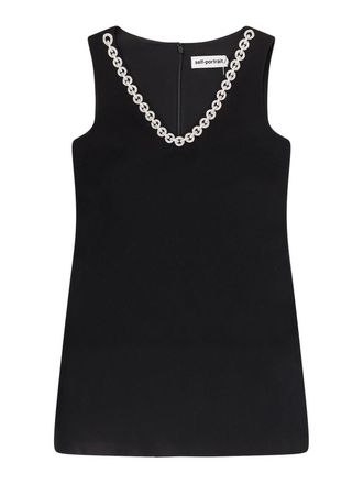 Self Portrait Short dress in crepe with jewel profiles