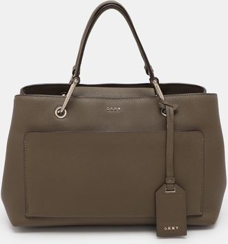 DKNY Dkny Khaki Green Leather Tote