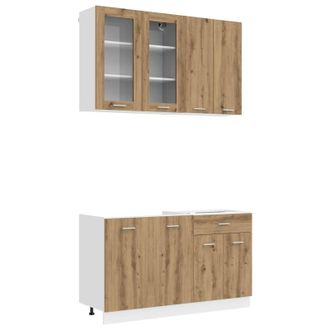vidaXL Unidad De Cocina Lyon 4 Uds. Roble Artisan Madera De Ingenier&iacute;a Vidaxl