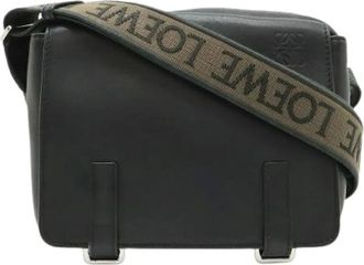 Loewe Pre-owned Cross Body Bags, female, Black, Size: ONE SIZE Pre-owned Anagram Leather Shoulder Bag