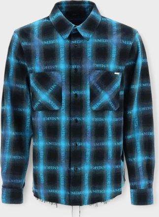 Amiri Mens Plaid Shirt Blue - Size X-Large