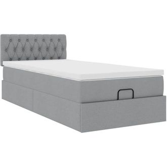 vidaXL Cama Otomana Con Colch&oacute;n Gris Claro 100x200 Cm Tela Vidaxl