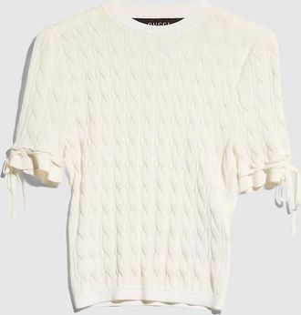 Gucci Braided Cotton Blend Top, White, Ready-to-wear
