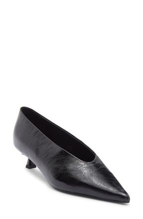 Tony Bianco Cherry Pointed Toe Kitten Heel Pump in Black Crinkle at Nordstrom, Size 6.5