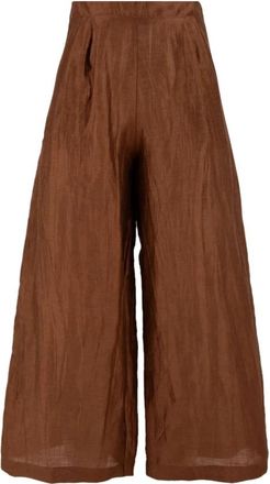 Akep Wide-Leg Broeken - Dames - Wijde Broeken - Bruin - 2XS - Polyester - Broeken