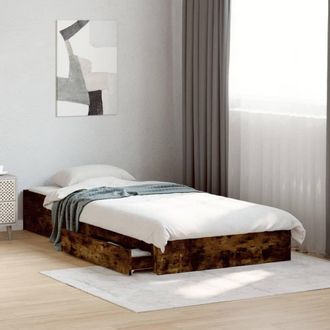 Berkfield Home Bed Frame with Drawers without Mattress Smoked Oak 75x190 cm Small Single in Brown