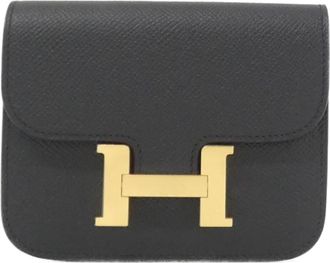 Herm&egrave;s Black Epsom Leather Wallet (Bi-Fold) (Pre-Owned)